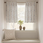 Jinchan Boho Kitchen Curtains Linen Tier Curtains 36 Inches Bohemian Cafe Small Drapes Striped Mudcloth Farmhouse For Bathroom Rv Camper Light Filtering Rod Pocket 2 Panels Blue On Beige