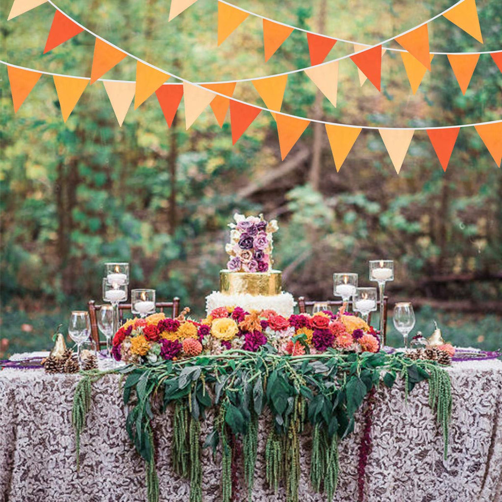 10M/32Ft Triangle Flag Fabric Banner Cotton Pennant Garland Cloth Bunting For Fall Decor Autumn Wedding Birthday Party Thanksgiv