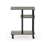 Furinno Turn-N-Tube C Shaped Side Table With Casters, French Oak Grey/Black