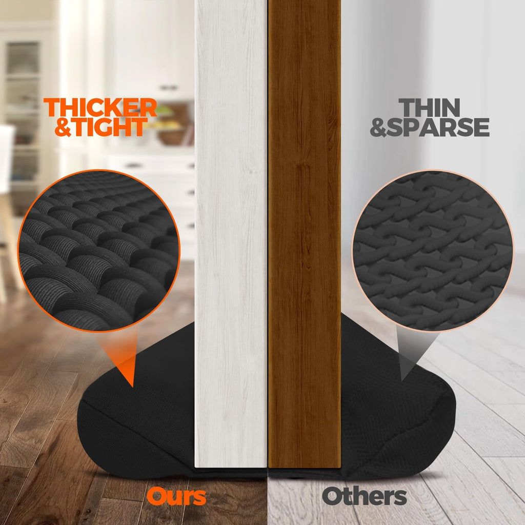 Holikme Door Draft Stopper Weather Stripping Window Breeze Blocker Adjustable Door Sweeps 38Inch, Black