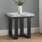 Steve Silver Furniture Lucca Gray Marble Side, Poplar Solids, Birch Veneers, Kiln-Dried Wood, Versatile Use, Table, 22 x 24 x 24
