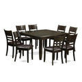 East West Furniture PFLY9-CAP-LC 9 Piece Dining Set Includes a Square Dining Room Table with Butterfly Leaf and 8 Faux Leather Upholstered Kitchen Chairs, 54x54 Inch, Cappuccino