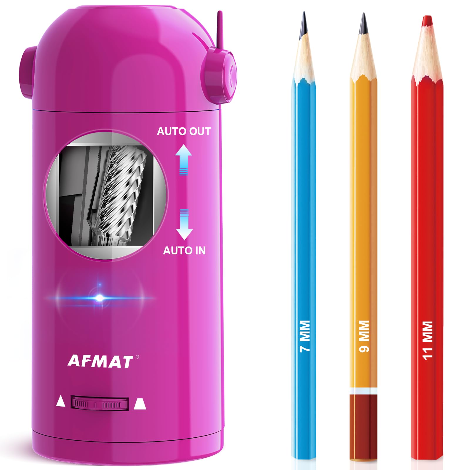 Afmat Electric Pencil Sharpener For Colored Pencils, Fully Automatic Pencil Sharpener, Auto In & Out, Rechargeable Hands-Free Pe