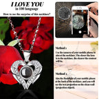 Preserved Red Real Rose Box With I Love You In 100 Languages Necklace,Gifts For Girlfriend/Women/Mom/Wife/Best Friend On Valenti