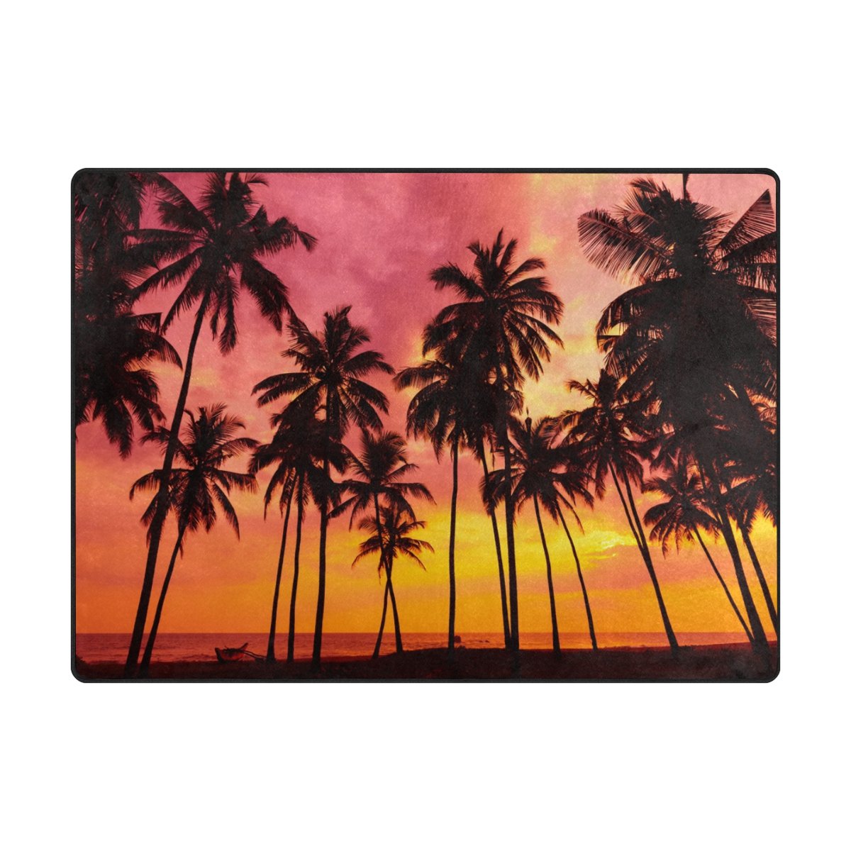 My Little Nest Area Rug Tropical Beach Palm Trees Lightweight Non-Slip Soft Mat 4' X 5'3, Memory Sponge Indoor Outdoor Decor Carpet For Living Dining Room Bedroom Office Kitchen