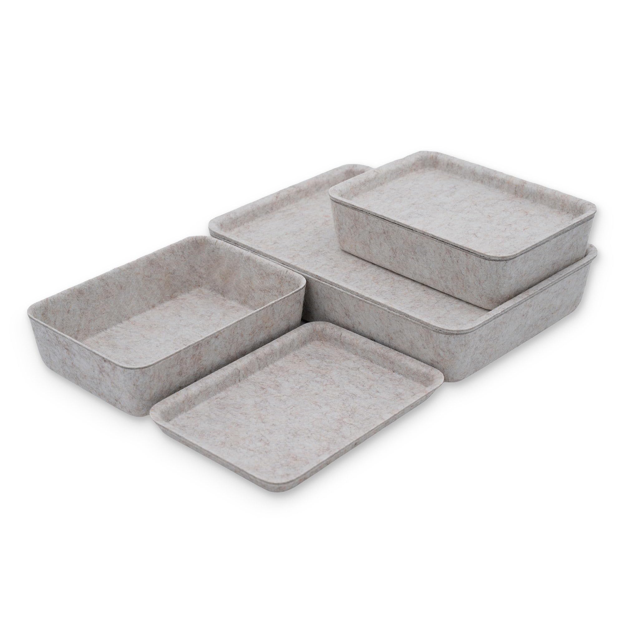 Welaxy Lidded Felt Drawer Organizer Trays with lids Desktop Organizer Bins Storage box for crafts office supplies pen notes Junk