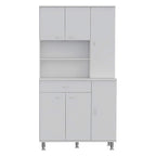 Helis 90 Kitchen Pantry Cabinet, 2 Open Shelves, 1 Drawer, Multiple Cabinets, White