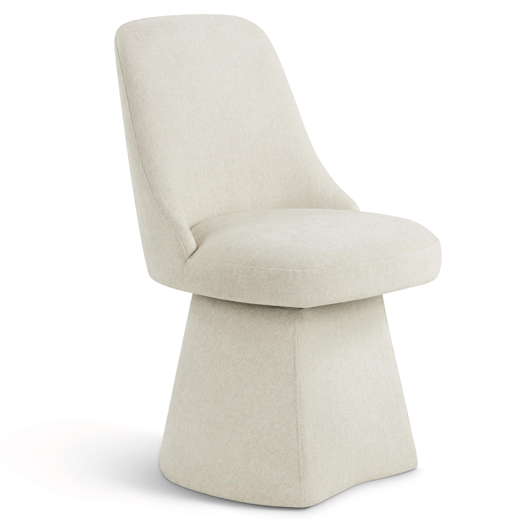 Kislot Swivel Dining Chair Mid Century Modern Deskchair High Back Upholstered Linen Fabric Sidechair For Kitchen Diningroom Bedr