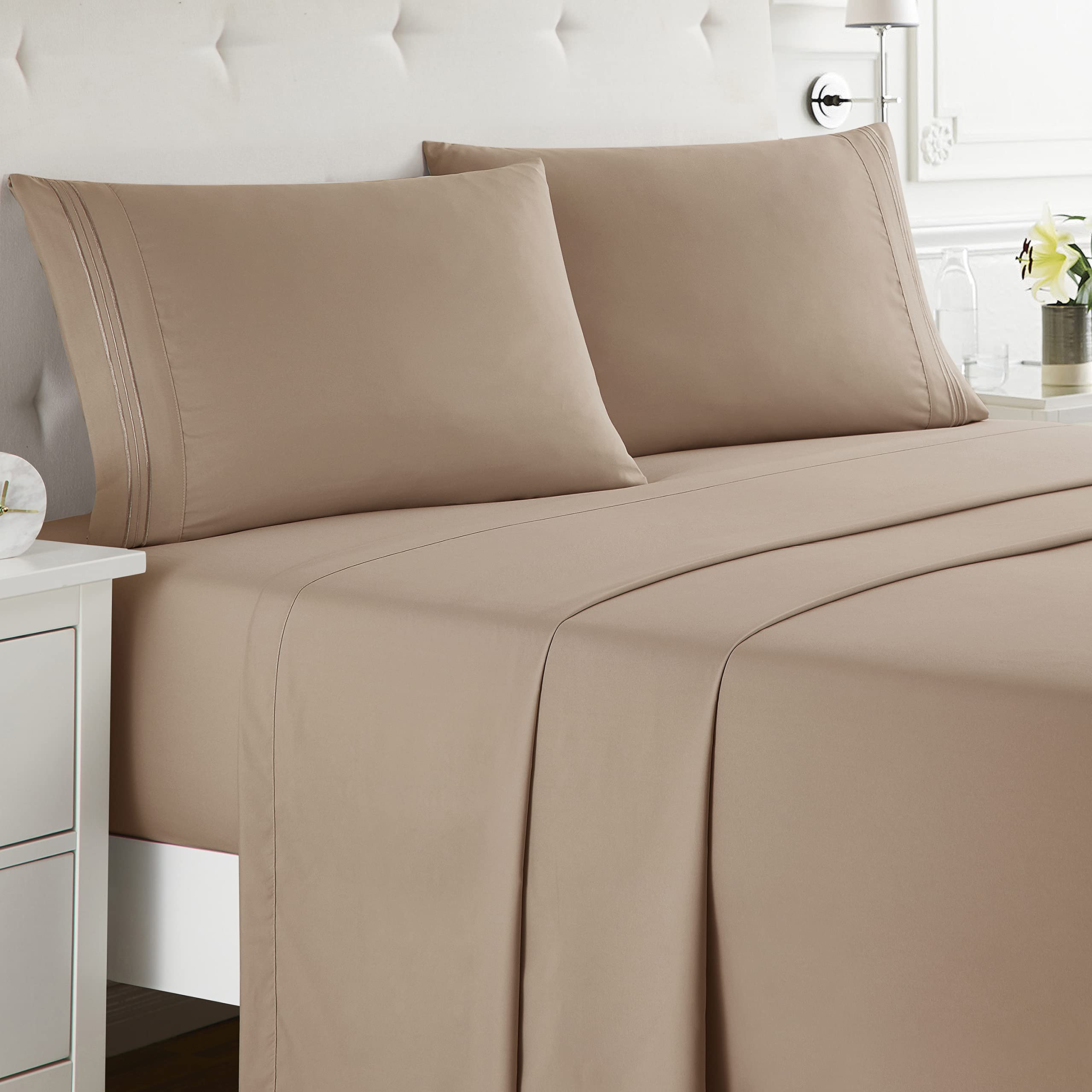 Nestl King Size Sheets Set - 4 Piece King Sheets, Deep Pocket, Hotel Luxury, Extra Soft, Breathable And Cooling, Taupe King Bed Sheets