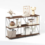 Furinno Wire 3-Tier Industrial Style Metal Frame Bookcase, Display Shelf, 47 Wide, Walnut Cove