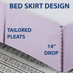 Cathay Home Double Brushed Microfiber Pleated Easy Fit Bed Skirt, Ultra Soft, Fade And Wrinkle Resistant - Lavender, Twin