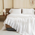 QueenS House White Ruffles Bed Sheet Set Cotton 4Piece King Sizestyle G