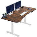 VIVO Electric 63 x 32 in Rustic Standing Desk, Memory Height Adjustment, 1B Series, Holds 220 lbs, Vintage Brown Top White Frame