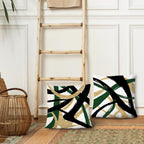 Supwhd Black Gold And Green Pillow Covers, Abstract Black And Gold Pillow Covers 20X20 Set Of 2, Modern Boho Decorative Throw Pi