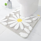 QJHOMO Toilet Rugs U Shaped, Gray Toilet Mat Cute Daisy Contour Bath Rug 20''x20'', Extra Thick Soft Machine Washable Toilet Car