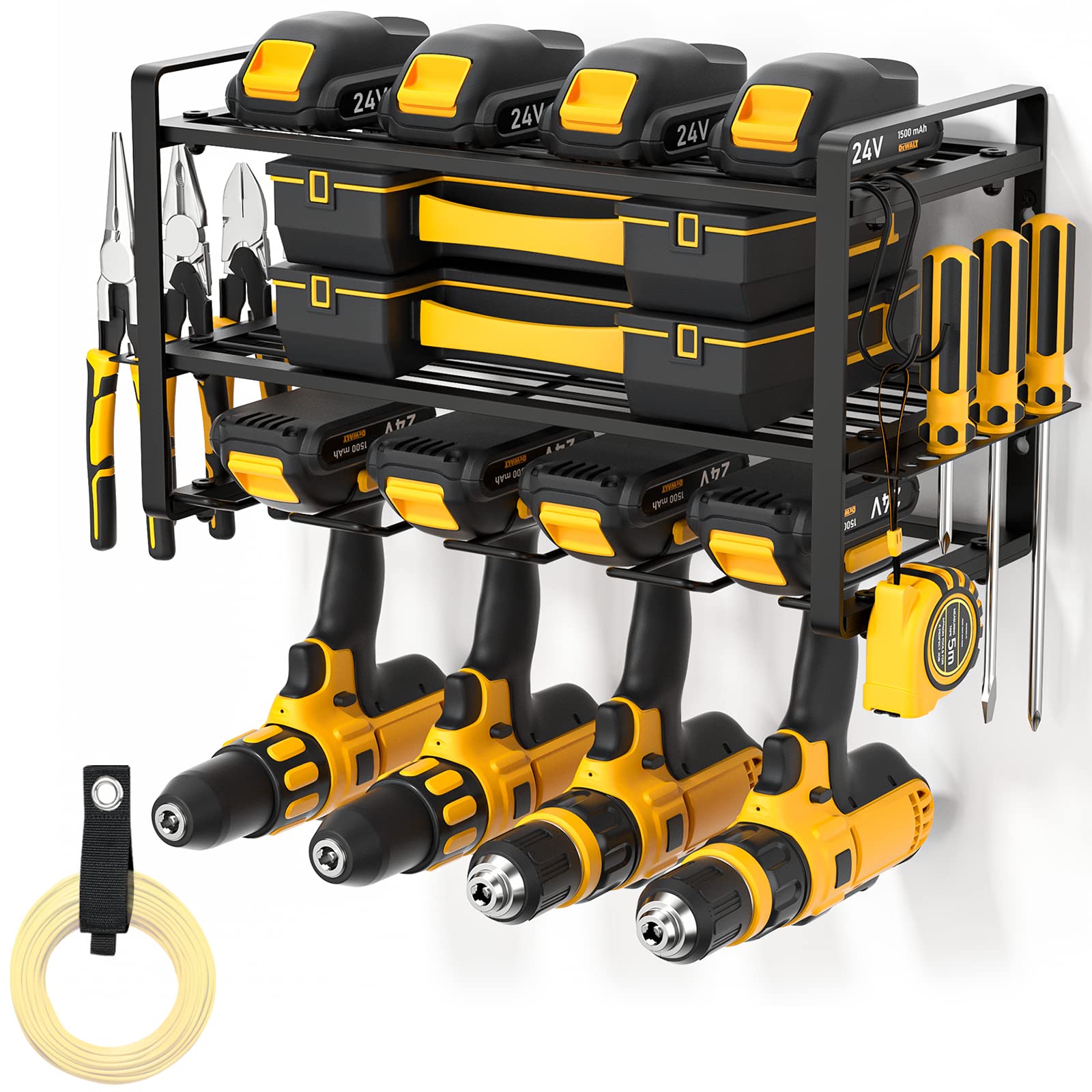 Pokipo Power Tool Organizer, Drill Holder Wall Mount, Heavy Duty Garage Tool Organizer And Storage, Suitable Tool Rack For Works
