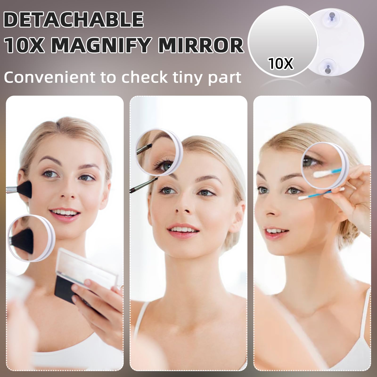 Misavanity Vanity Mirror With Lights White Hollywood Vanity Makeup Mirror With 15 Led Bulbs, Tempered Galss, Usb Charge Port And