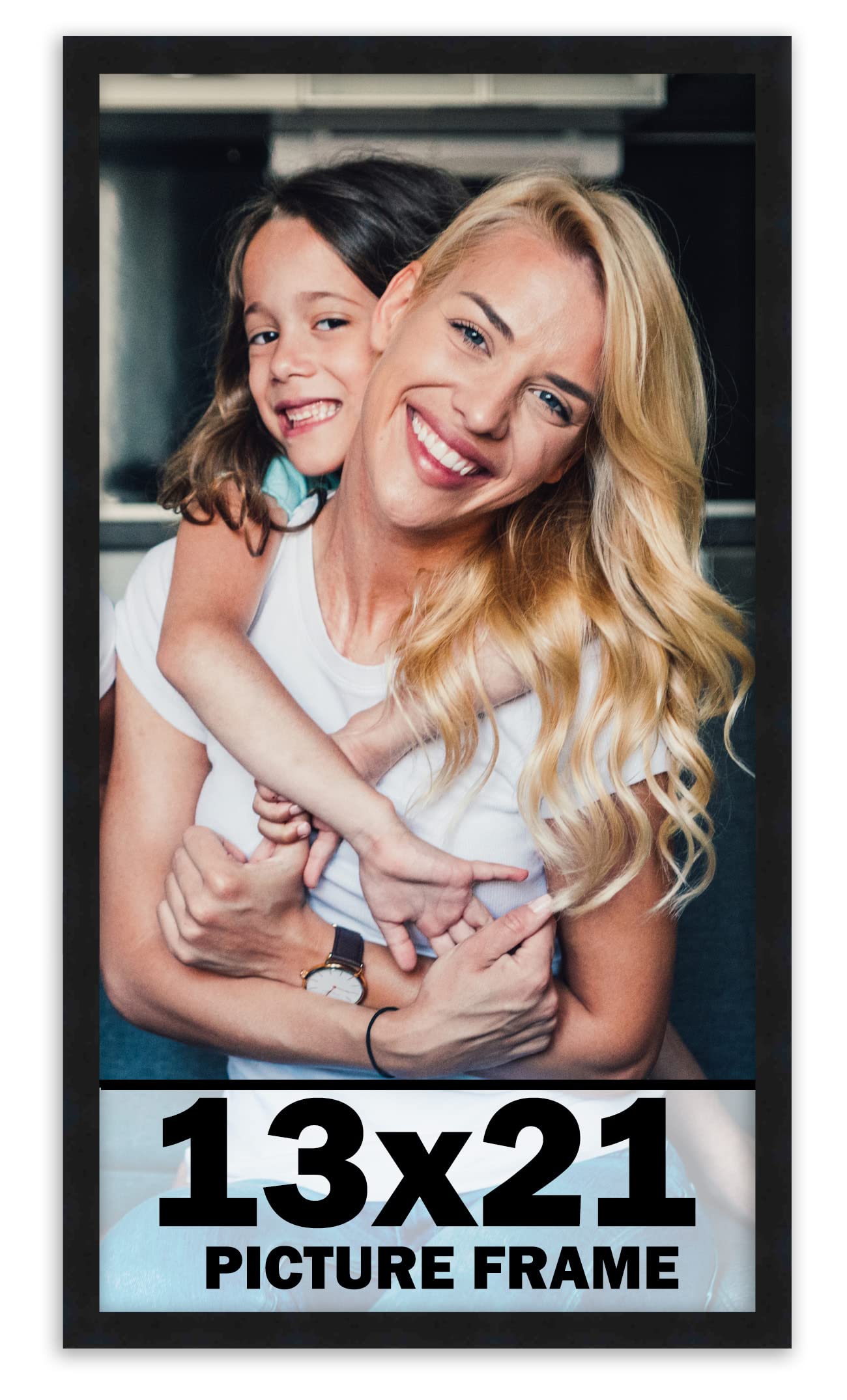 13x21 Frame Black Picture Frame - Complete Modern Photo Frame Includes UV Acrylic Shatter Guard Front, Acid Free Foam Backing Bo