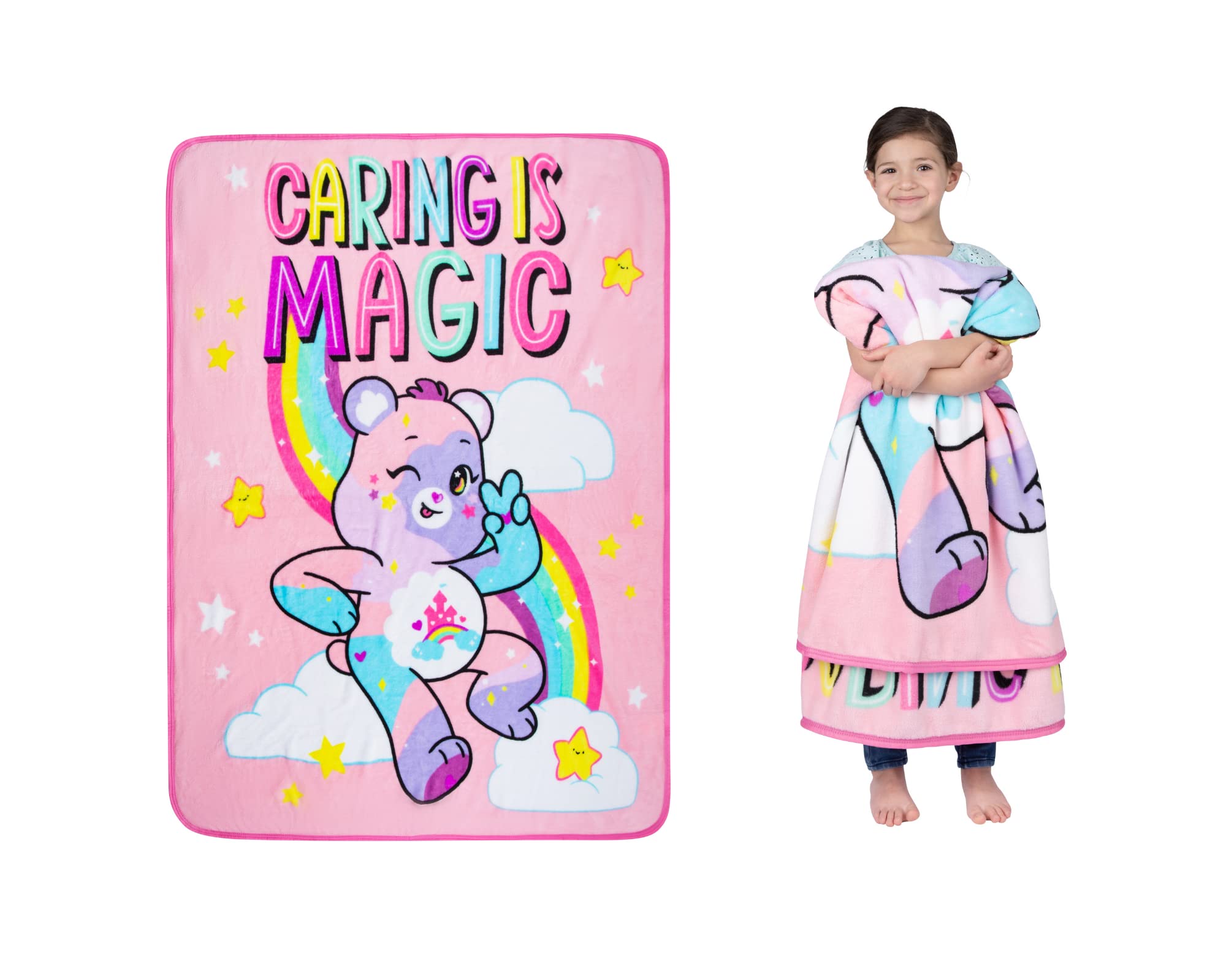 Franco Kids Bedding Super Soft Micro Raschel Throw, 46 In X 60 In, Care Bears