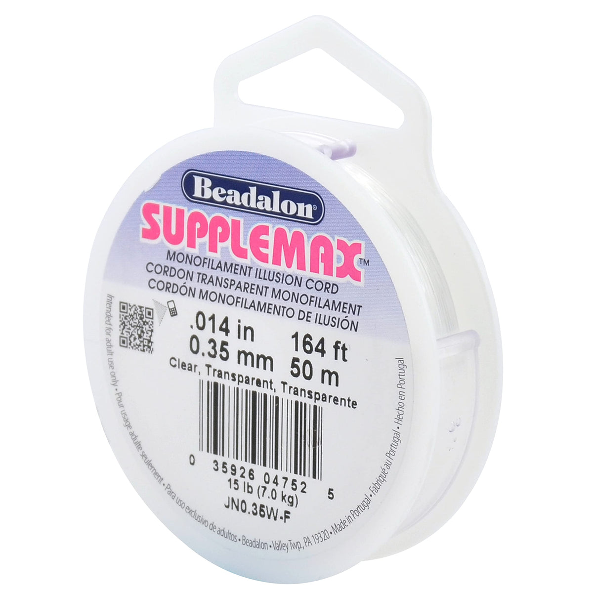 Supplemax Illusion Beading Cord, 035 Mm  014 In, Clear Monofilament, 50 M  164 Ft