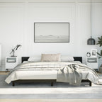 vidaXL Faux Leather Bed Frame Platform Bed, Scandinavian Style/Slats Support/No Box Spring Needed/Without Mattress/Easy Assembly, Black King Bed