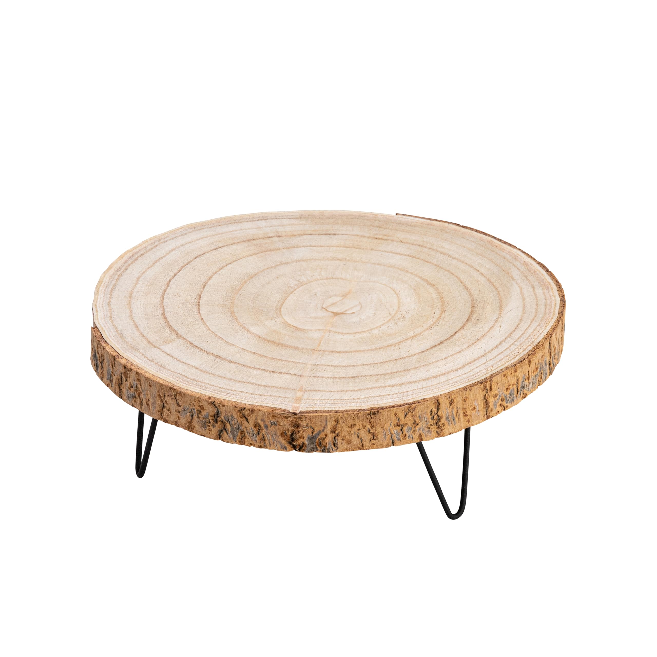 Creative Co-Op Large Paulownia Wood Pedestal With Metal Legs