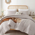 Rosgonia King Size Comforter Set Linen Grey, 3Pcs(1 Boho Comforter & 2 Pillowcases) Soft Lightweight Bedding Blanket All Season