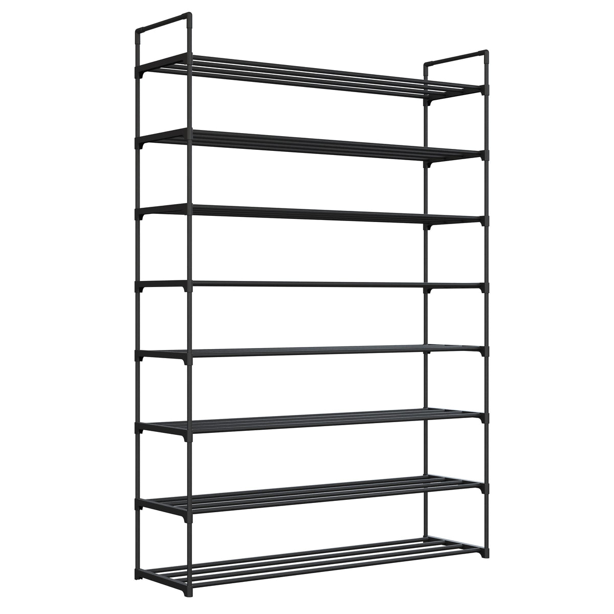 Home-Complete Shoe Rack - 8-Tier Shoe Organizer For Closet, Bathroom, Entryway - Shelf Holds 40 Pairs Sneakers, Heels, Boots (Black)
