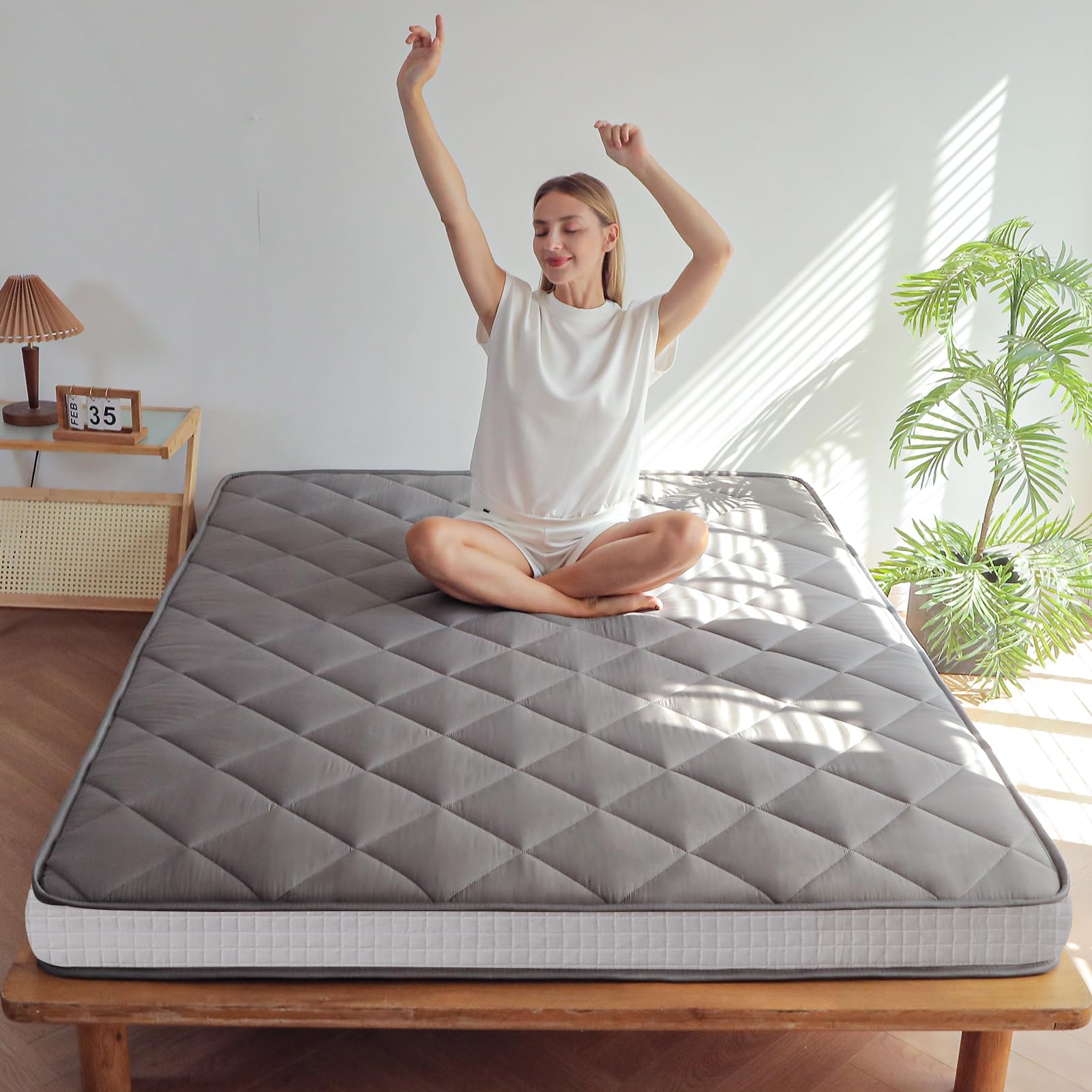 MAXYOYO 6 Extra Thick Futon Mattress Floor Mattress, Full Size Diamond Pattern Mattress Pad Tatami Pad Japanese Floor Mattress f