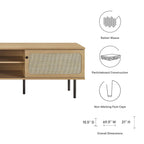 Modway Cambria Rattan and Particleboard TV Stand for TVs up to 70" in Oak