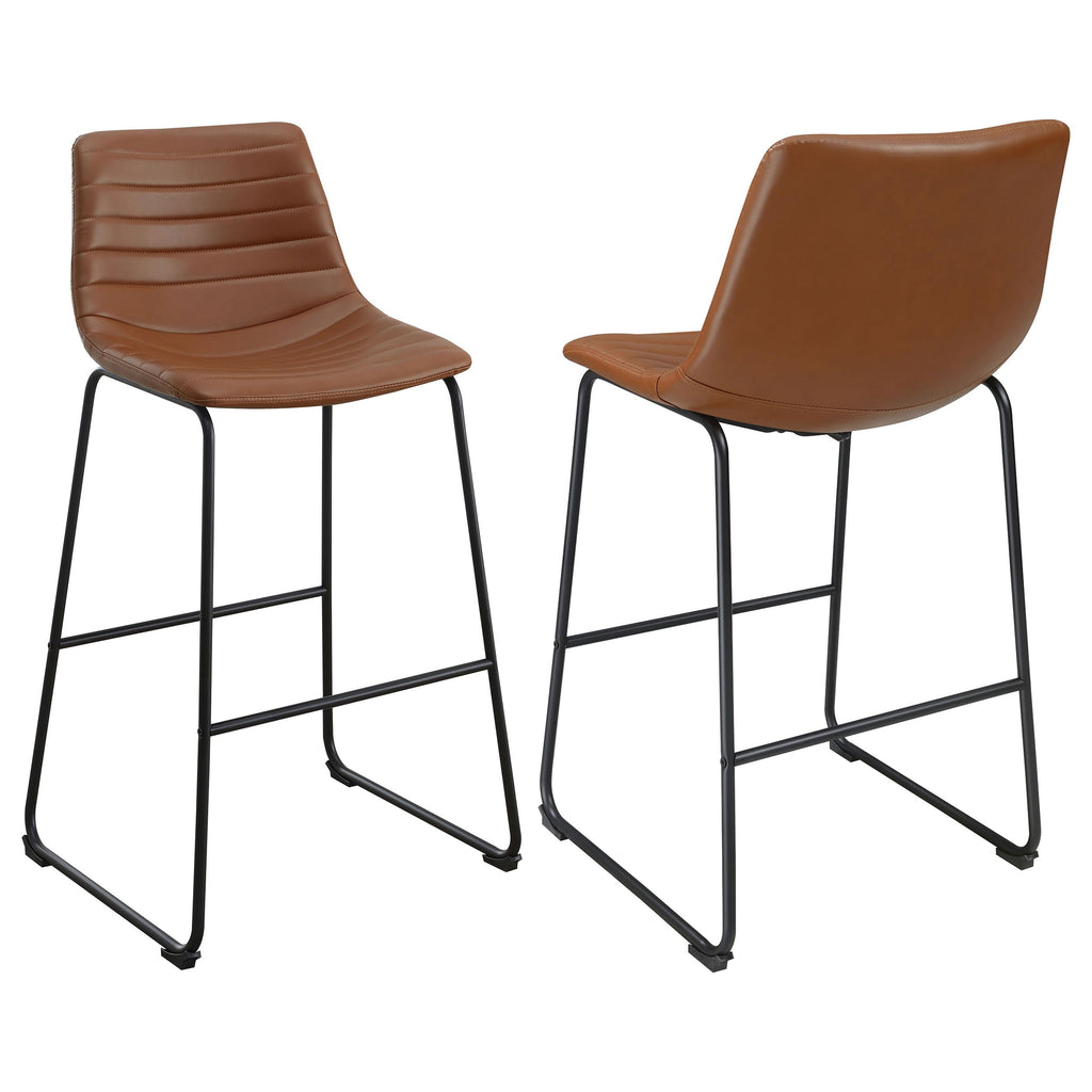 Coaster Home Furnishings Zuni Faux Leather Upholstered Bar Chair Saddle (Set of 2)