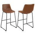Coaster Home Furnishings Zuni Faux Leather Upholstered Bar Chair Saddle (Set of 2)