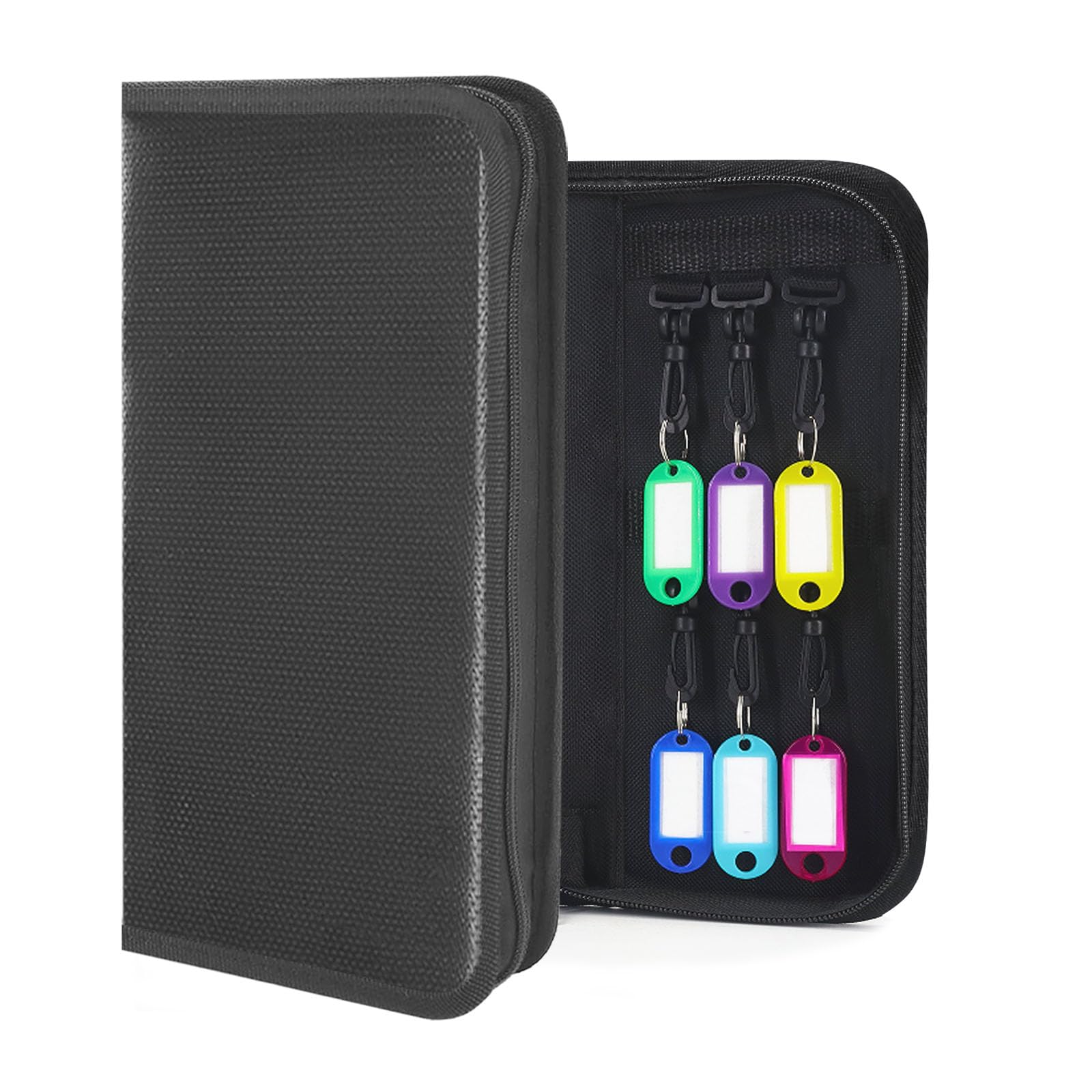 Portable Zippered Key Organizer, Waterproof Fireproof Key Case With 12 Key Hooks And Tags,Portable Key Storage For Rental Manage