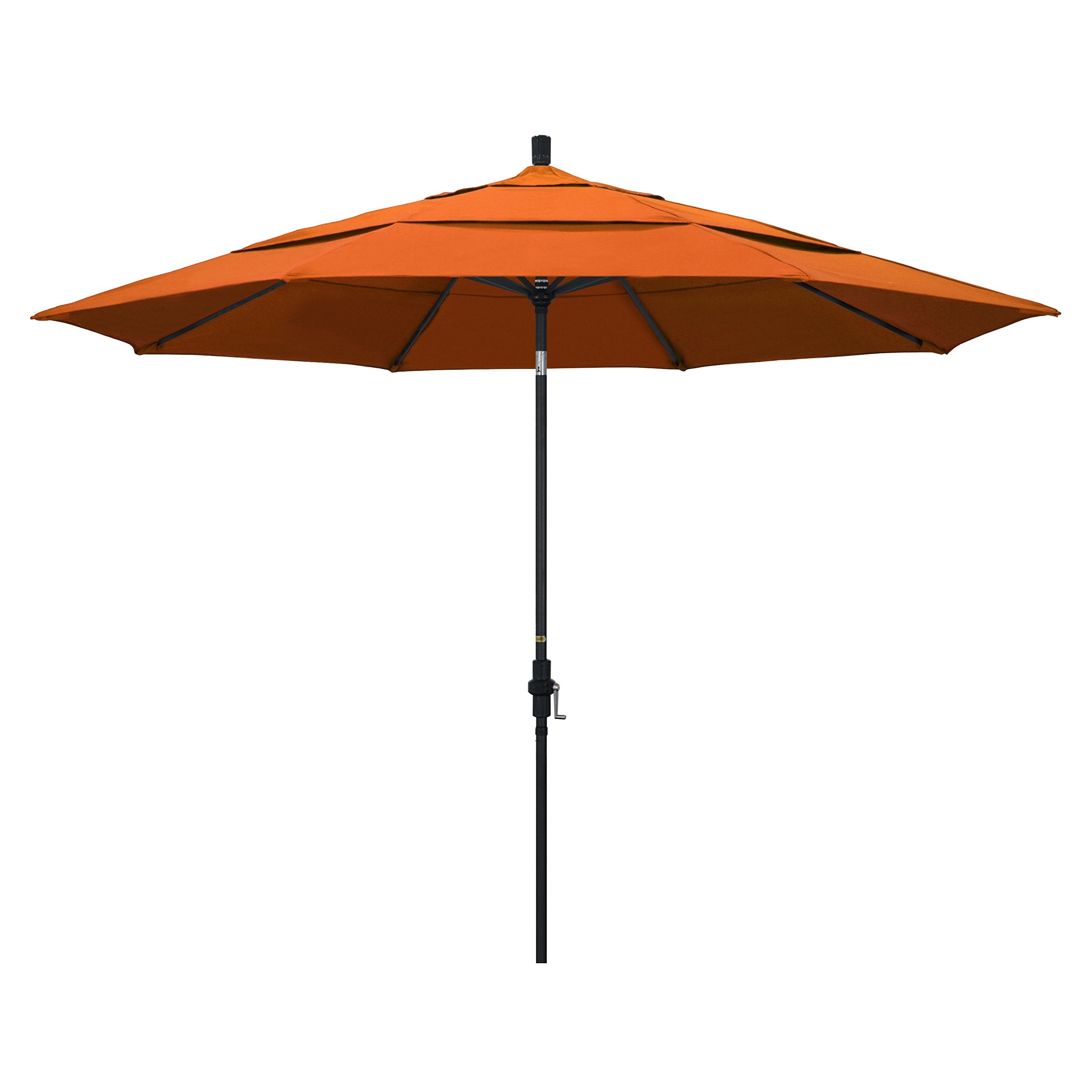 California Umbrella GSCU118302-SA17-DWV 11 Round Aluminum Market, Crank Lift, Collar Tilt, Black Pole, Pacifica Tuscan Patio Um