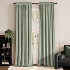 Lazzzy Velvet Green Curtains Room Darkening Thermal Insulated Curtains 108 Inch Length Window Drapes For Bedroom Living Room Super Soft Luxury Rod Pocketwindow Treatment 2 Panels, Grayish Green