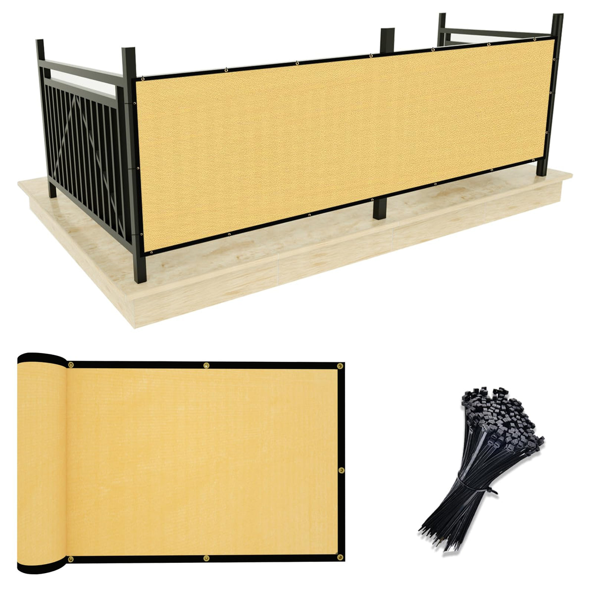 Upgrade Balcony Privacy Screen Fence 3 'X23 ' Dark Green Outdoor Hdpe Mesh Panels For Deck,Balcony,Backyard,Patio With Zip Ties,