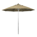 California Umbrella 9' Round Aluminum/Fiberglass Umbrella, Push Open, Silver Pole, Sunbrella Heather Beige