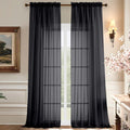 Aiyufeng 108 Inch Black Sheer Window Curtains for Farmhouse, Rod Pocket Voile Window Treatment Vertical Panels for Study Room/Be
