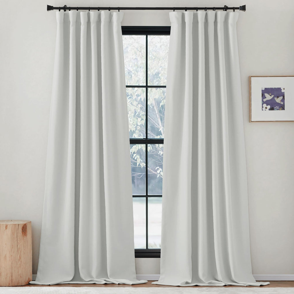 NICETOWN Faux Linen Room Darkening Living Room Curtains, Pinch Pleated Curtains Thick Linen Blend Thermal Insulated Noise Reduci