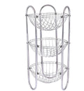 Sm Enterprises Fruit & Vegetables Round Wire Storage Basket Stand, Steel Kitchen Vegetable Fruit Organiser, Chrome Finish (3 Rac
