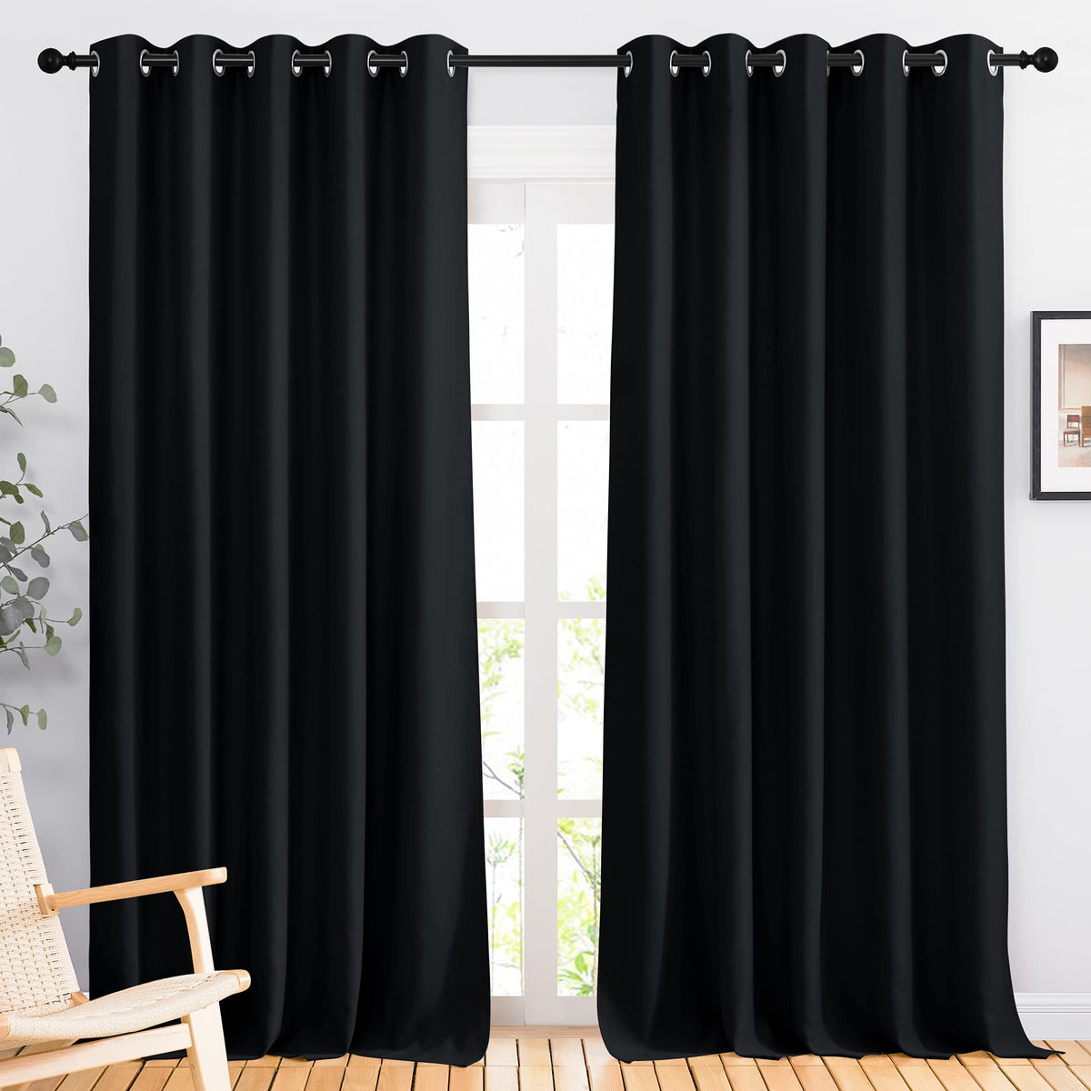 Nicetown Blackout Curtain Panels 90 Inches - Light Reducing Thermal Insulated Solid Grommet Blackout Curtains/Panels/Drapes For