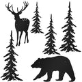 6 Pieces Metal Wall Art Deer Bear Pine Tree Wall Decor Hanging Forest Decor Rustic Cut Metal Art Metal Wall Decor for Home Bedro