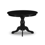 East West Furniture HBMZ5-AB6-50 5 Piece Dinette Set Includes a Round Dining Table with Pedestal and 4 Dark Gotham Grey Linen Fabric Parson Dining Room Chairs, 42x42 Inch, Wirebrushed Black