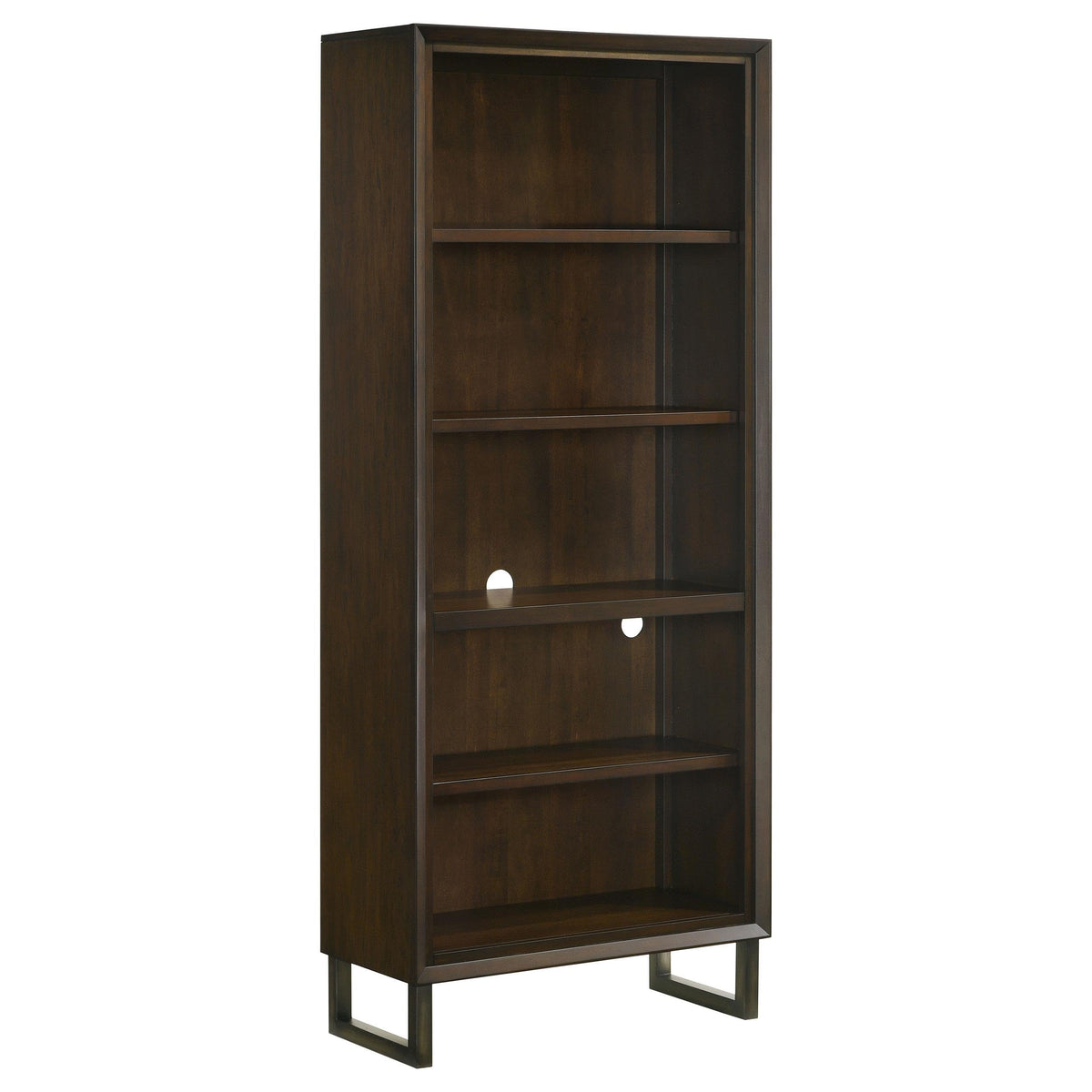 Coaster Marshall 4-Shelf Wood Bookcase Dark Walnut And Gunmetal