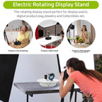 Jayegt 3 In 1 Motorized Rotating Display Stand With 5.74/7.08/8.66 Inch Replacement Cover,Max 22Lbs Load , 3D Models, Cake -Blac