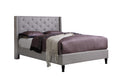 Home Life Premiere Classics Cloth Light Grey Silver Linen 51 Tall Headboard Platform Bed with Slats Queen- Complete Bed 5 Year W