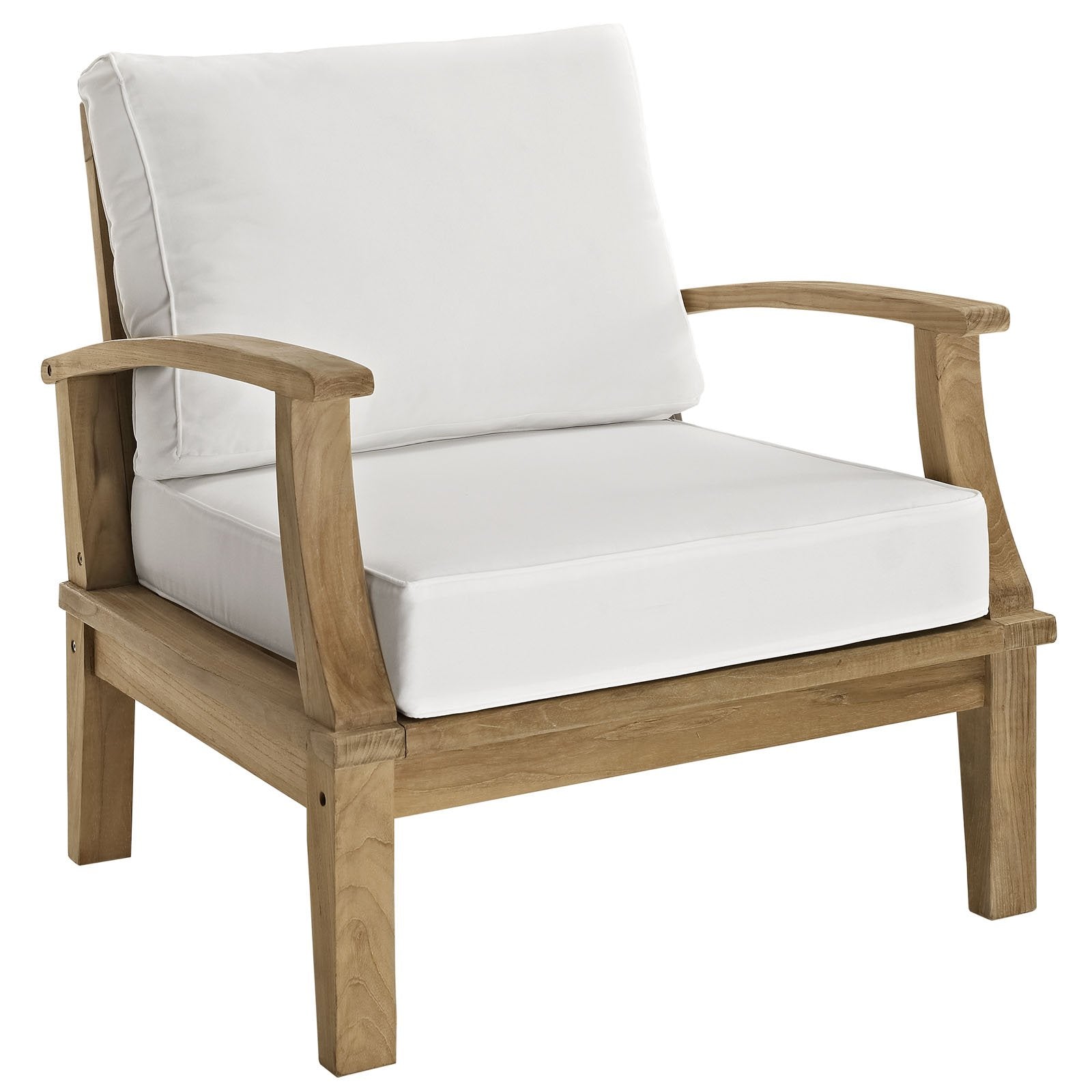Modway Eei-1475-Nat-Whi-Set Marina Premium Grade A Teak Wood Outdoor Patio Furniture Set, 3 Piece, Natural White