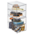 mDesign Stackable Storage Containers Box with 2 PullOut Drawers  Stacking Plastic Drawer Bins for Closet Organization, Linen, 
