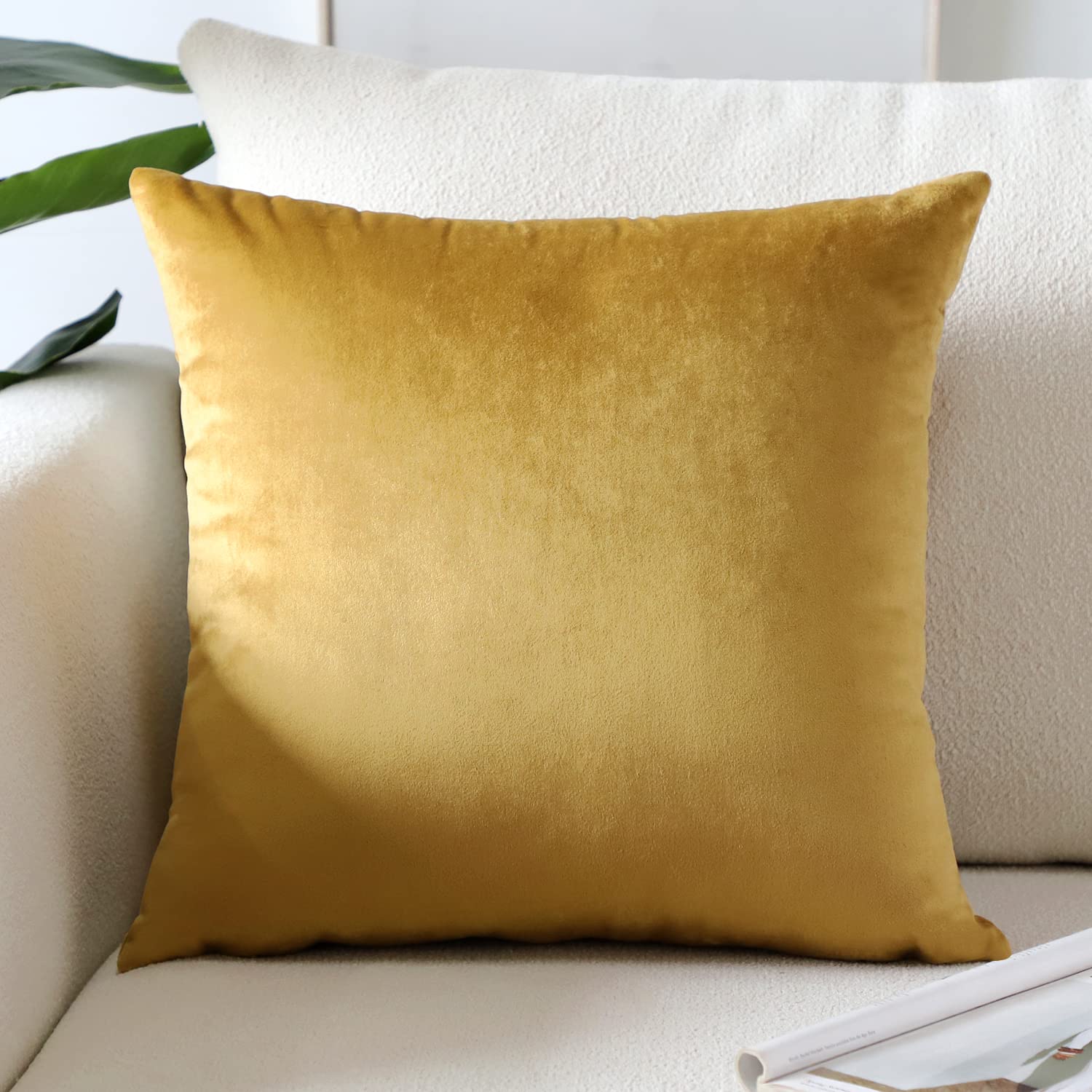 Artscope Luxury Velvet Pillow Covers Super Soft Decorative Square Throw Pillow Covers Case Cushion Covers For Sofa Couch Bedroom Car Decor 16X16 Inch Gold