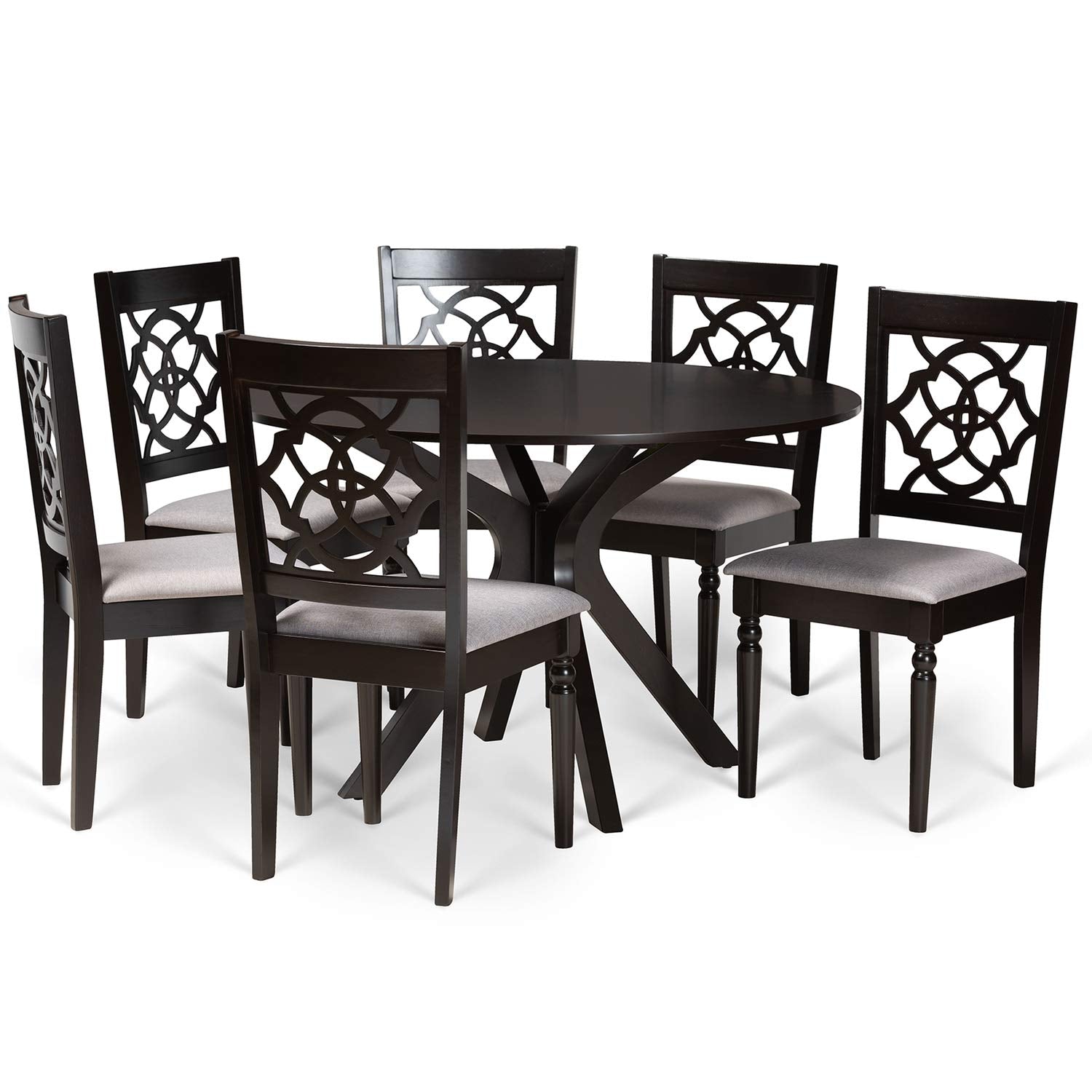 Baxton Studio Sadie Grey and Dark Brown Finished Wood 7-Piece Dining Set